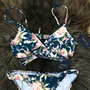 RALPH LAUREN NWT INDIGO FLORAL BIKINI SIZE S
